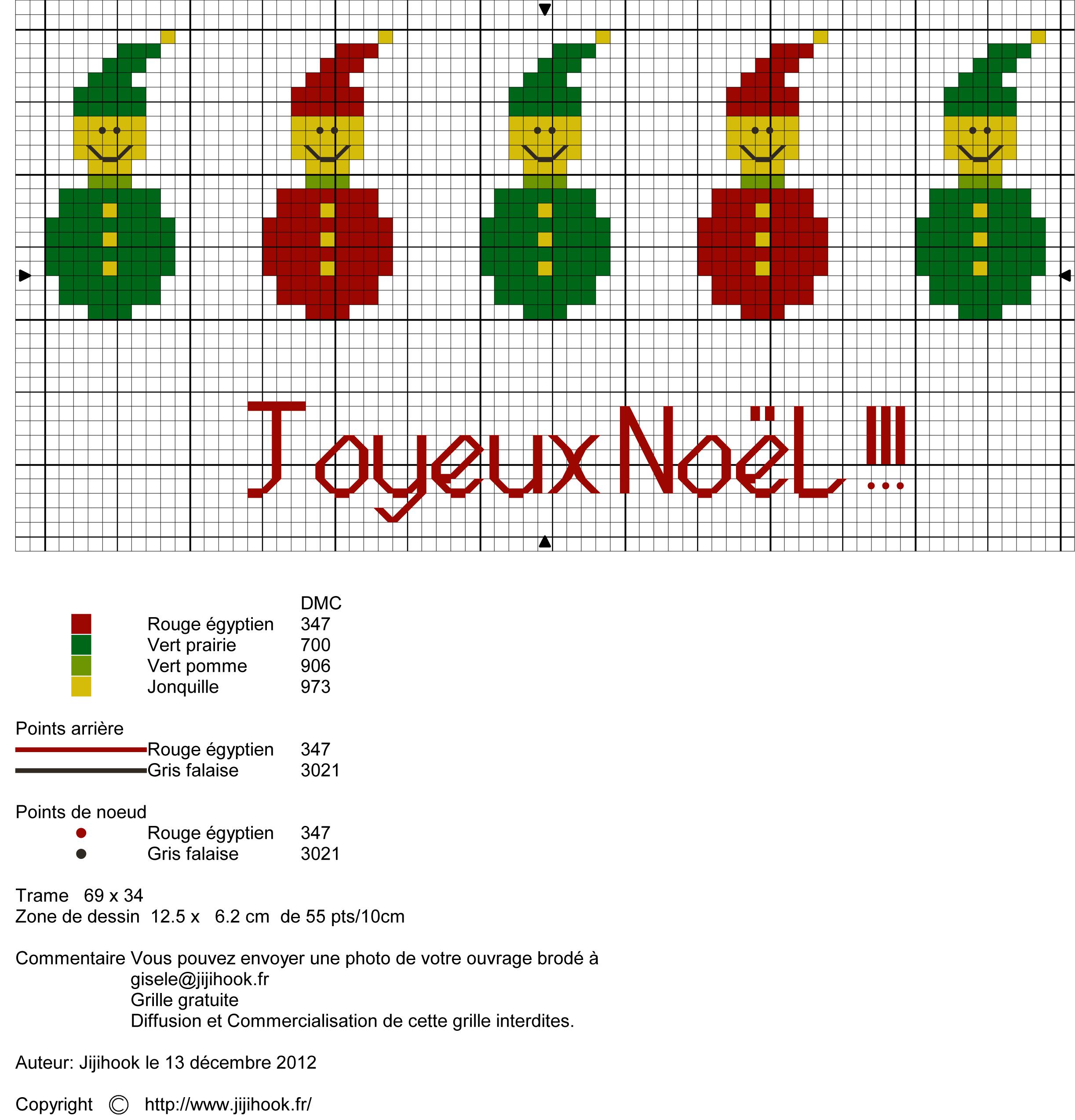 Grille de Point de Croix Lutins de Noël Jiji Hook
