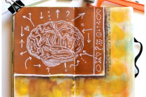 artjournal, diy artjournal, mixed media, creativite, carnet creatif, cerveau, labyrinthe, inspiration artjournal